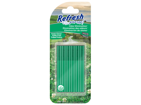 Refresh Your Car! Odor Eliminator and Car Air Freshener Round Vent Sticks 6-count, Fresh Clover