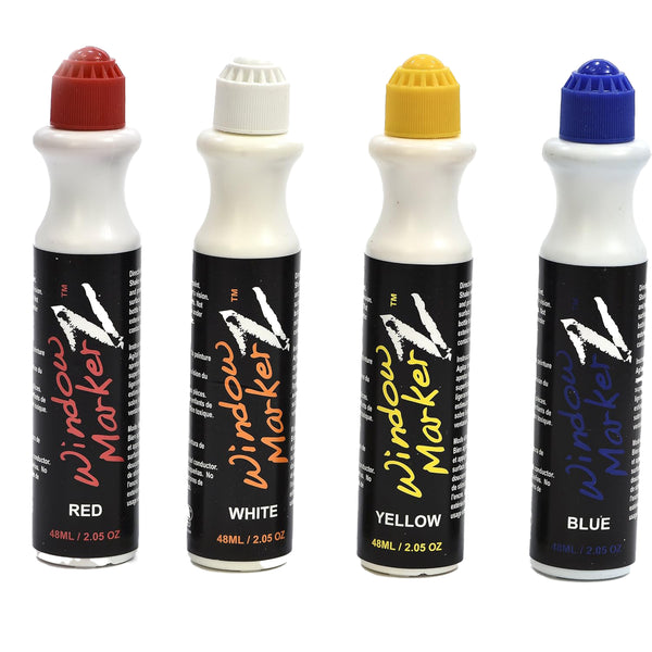 Chroma Window Marker Pack: Washable Glass Markers for Cars - Bold Car Markers, Chalkboard Markers for Kids Restaurant, Blackboard, Glass, Bistro, Liquid Chalk Markers Erasable, 4 Count