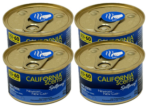 California Scents Organic Car Can Spill Proof Air Fresheners Newport New Car (Pack of 4)