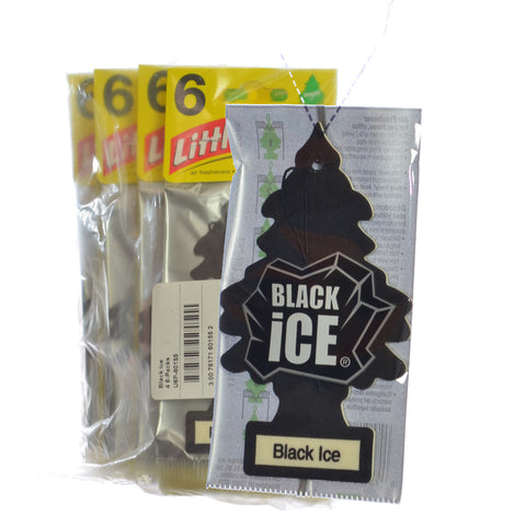 Little Trees Cardboard Hanging Car, Home & Office Air Freshener, Black Ice (Pack of 24)