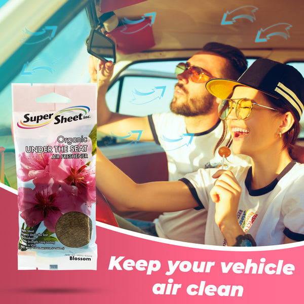 Super Sheet, Organic Under the Seat Car Air Freshener, Long Lasting Fragrance, Blossom Scent, 3 Pack