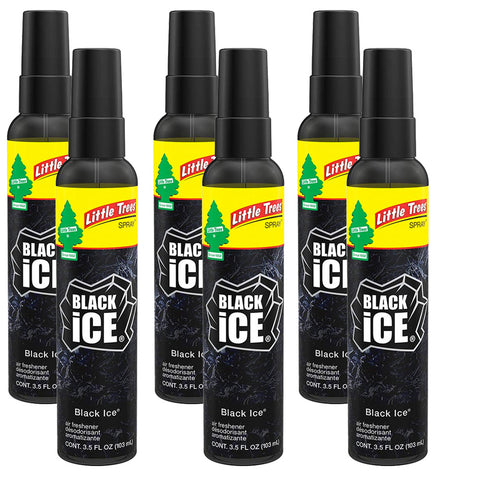 Little Trees Spray Car Air Freshener 6-PACK (Black Ice)