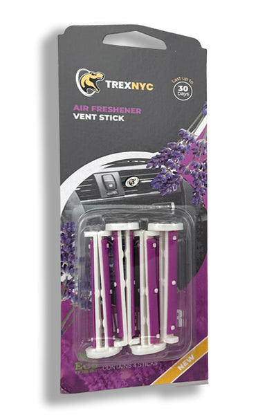 TrexNYC Car Air Fresheners Vent Sticks – Essential Car Odor Eliminator – Perfect Scented Car Accessories – For Long Lasting Fragrance up to 30 days, Lavender