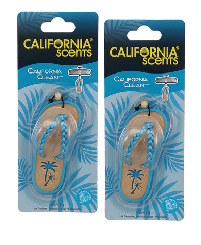 California Scents Scented Sandal Hanging Air Freshener, California Clean Scent Car Air Freshener - Odor Eliminator for Strong Odor - Flip Flop Car Fresheners, 2 Packs