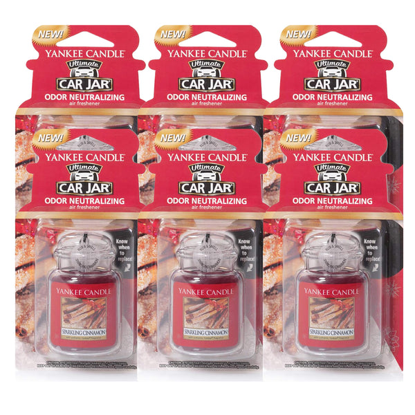 Yankee Candle Ultimate Sparkling Cinnamon Jar Candle: Premium Yankee Candle Car Freshener and Exquisite Candle Jar for Ultimate Fragrance Bliss, 6 Packs