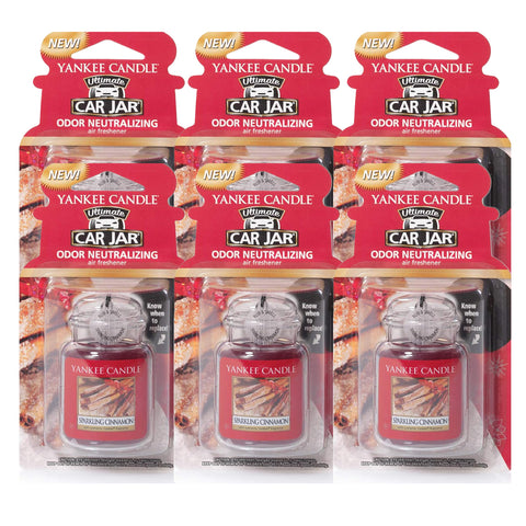 Yankee Candle Ultimate Sparkling Cinnamon Jar Candle: Premium Yankee Candle Car Freshener and Exquisite Candle Jar for Ultimate Fragrance Bliss, 6 Packs