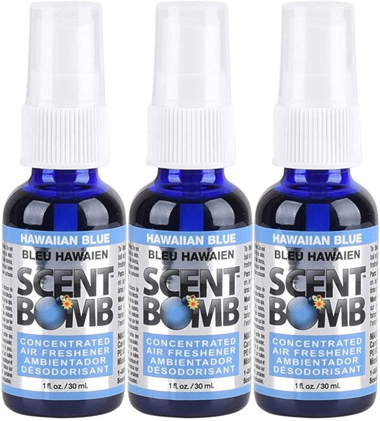 Scent Bomb Air Freshener Spray, 100 % Oil Based Concentrated Air Freshener, Air Freshener Spray for Car, Room, Bathroom and Odor Eliminator, Hawaiian Blue, 3 Pack