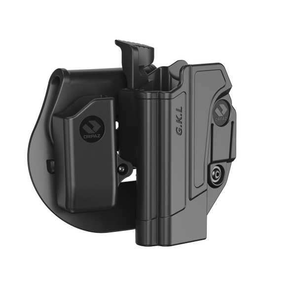 Orpaz Holster with Glock 17 Magazine Pouch Left Handed, Level II OWB Paddle Holster