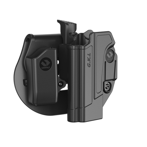 Orpaz Holster with Glock 17 Magazine Pouch Left Handed, Level II OWB Paddle Holster
