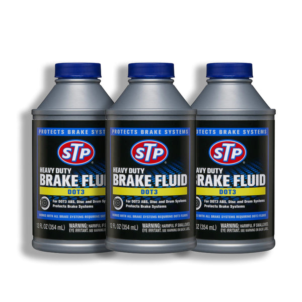 Heavy Duty Brake Fluid, Dot 3 Brake Fluid Protects Brake Systems, ABS, Disc and Drum Systems, 12 Oz, by STP, 3 Packs
