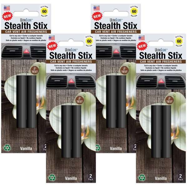 Stealth Stix, Car Air Freshener, Long Lasting Vent Clip Freshener, Vanilla Scent, 4-Pack (2 per pack)