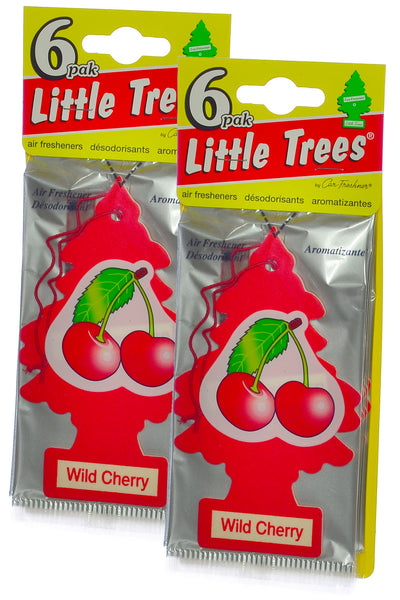 Little Trees Cardboard Hanging Car, Home & Office Air Freshener, Wild Cherry (Pack of 12)