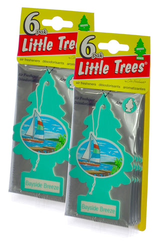 Little Trees Cardboard Hanging Car, Home & Office Air Freshener, Bayside Breeze (Pack of 12)
