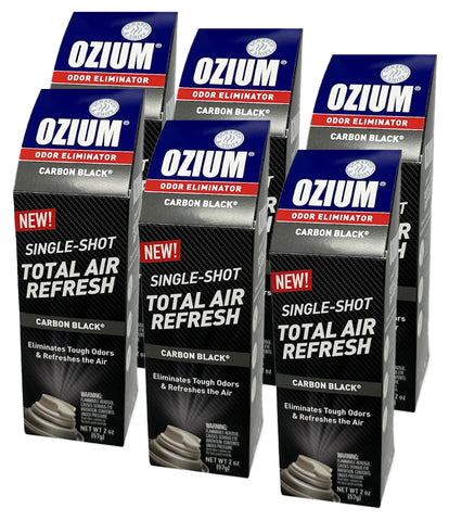 Ozium Air Sanitizer, 2 oz Car Fogger: Single-Shot Smoke Odor Eliminator & Car Air Freshener, Carbon Black, 6 Packs