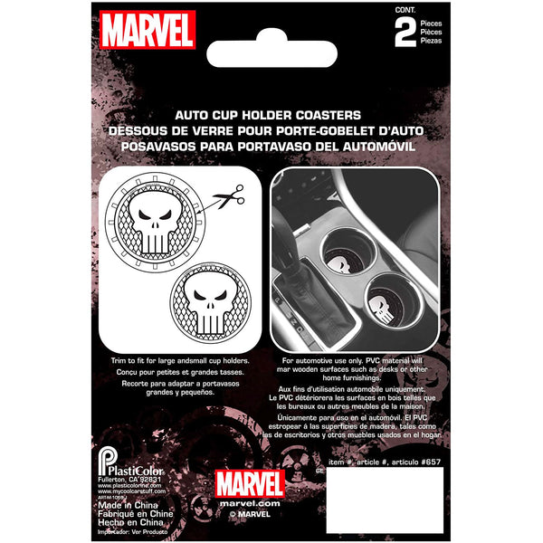 Plasticolor Punisher Car Coaster, 2x Cupholder Coasters Marvel Comics Punisher