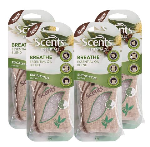 Scents Automotive Essentials Air Freshener: Breathe, Eucalyptus Sachet, 4 Pack
