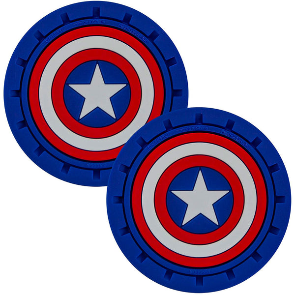 Plasticolor Marvel Captain America Car Coaster, 2x Cupholder Coasters