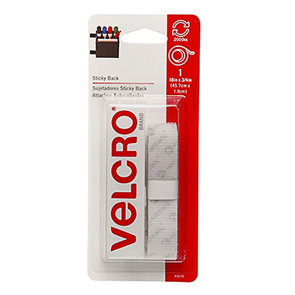 Velcro Sticky Back General Purpose Stick-On 18in x 3/4in Tape, White