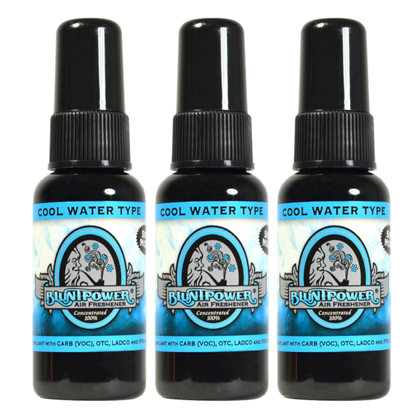 Blunt Power Air Freshener Spray, Oil Based Concentrated Air Freshener and Oil Diffuser, Air Freshener Spray for Car, Room, Bathroom, Odor Eliminator and Room Deodorizer,Cool Water Type, 1.5 oz, 3 Pack