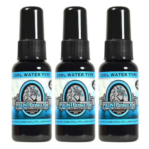 Blunt Power Air Freshener Spray, Oil Based Concentrated Air Freshener and Oil Diffuser, Air Freshener Spray for Car, Room, Bathroom, Odor Eliminator and Room Deodorizer,Cool Water Type, 1.5 oz, 3 Pack