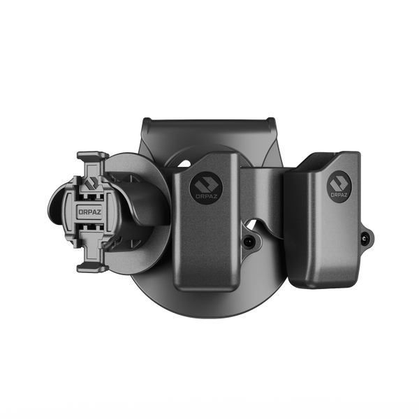 Orpaz Handcuff Holster, Law Enforcement Handcuff Case, Handcuff Holder, for Glock 43 & Similar, 2X 9mm Mag Pouch Combo