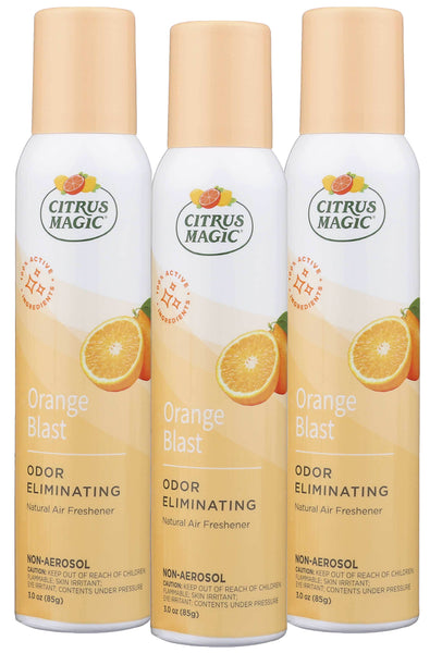 Citrus Magic Natural Odor Eliminating Air Freshener Spray, 100 % Natural Citrus Oils, Fresh Orange, 3- Ounce, 3 Pack