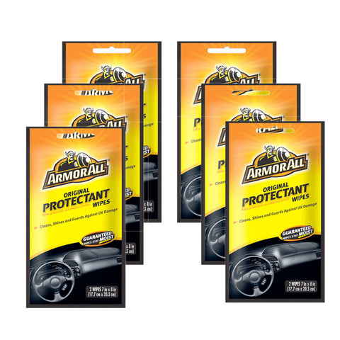 Armor All Vehicle Protectant Wipes Renews & Revitalizes Vinyl, Rubber & Plastic 2 Wipes (Pack of 6)