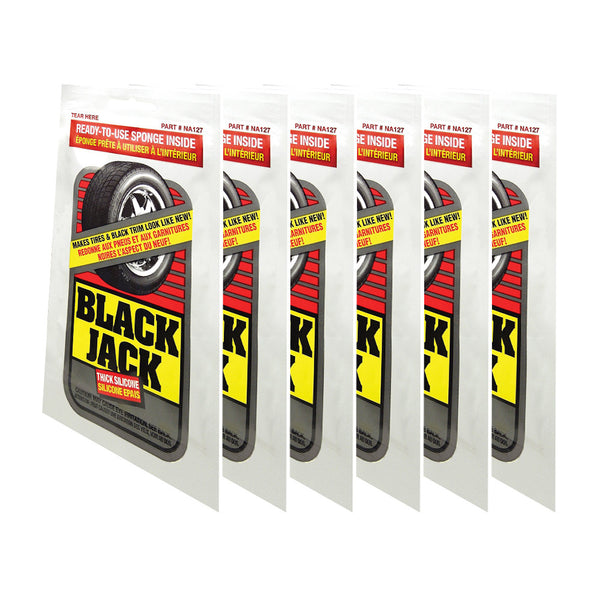 Blue Magic Tire Shine Towelette Black Jack Thick Silicone Repels Dirt & Grime (Pack of 6)