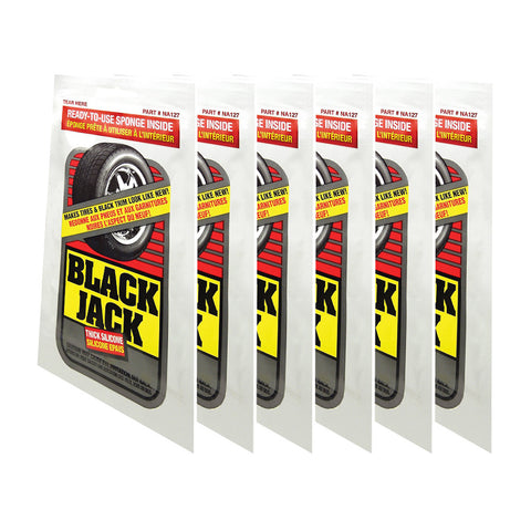 Blue Magic Tire Shine Towelette Black Jack Thick Silicone Repels Dirt & Grime (Pack of 6)