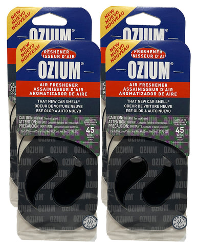 Ozium Paper Membrane Hanging Car Air Freshener - Automotive Air Fresheners and Odor Eliminator for Car, New Car Scent, 4 Packs