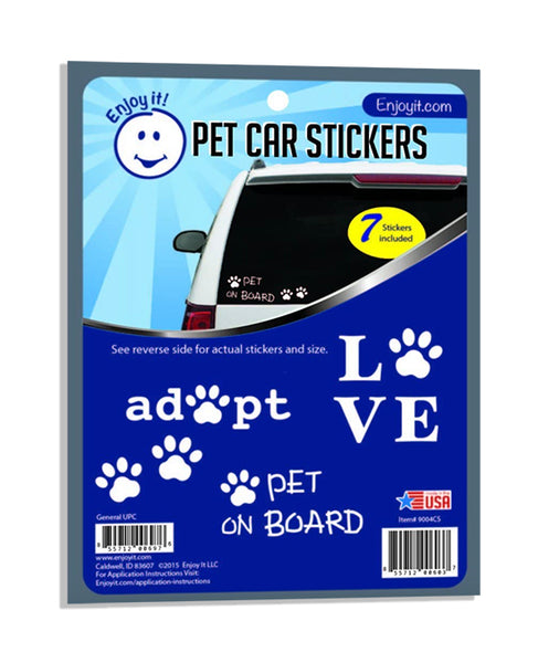 Enjoy It! Pet Car Sticker, Outdoor Rated Vinyl Sticker Decals,  7 Stickers
