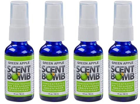Scent Bomb Air Freshener Spray, 100 % Oil Based Concentrated Air Freshener, Air Freshener Spray for Car, Room, Bathroom and Odor Eliminator, Green Apple, 4 Pack