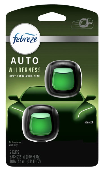 Febreze Car Air Freshener Vent Clip, Wilderness, 2 Count