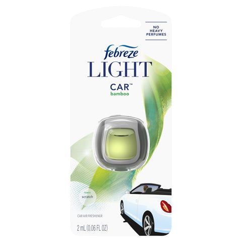 Febreze Light Odor-Eliminating Car Air Freshener for Strong Odors with Fresh Scent, Vent Clip, Bamboo, 1 Count