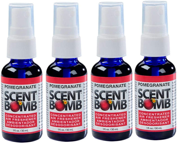 Scent Bomb Air Freshener Spray, 100 % Oil Based Concentrated Air Freshener, Air Freshener Spray for Car, Room, Bathroom and Odor Eliminator, Pomegranate, 4 Pack