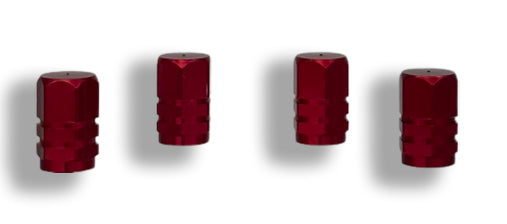 TrexNYC Tire Valve Caps, Universal Stem Covers for Cars, SUVs, Bike, Trucks, Motorcycles, Heavy-Duty and Easy-Grip Use, 4 Pieces, Red