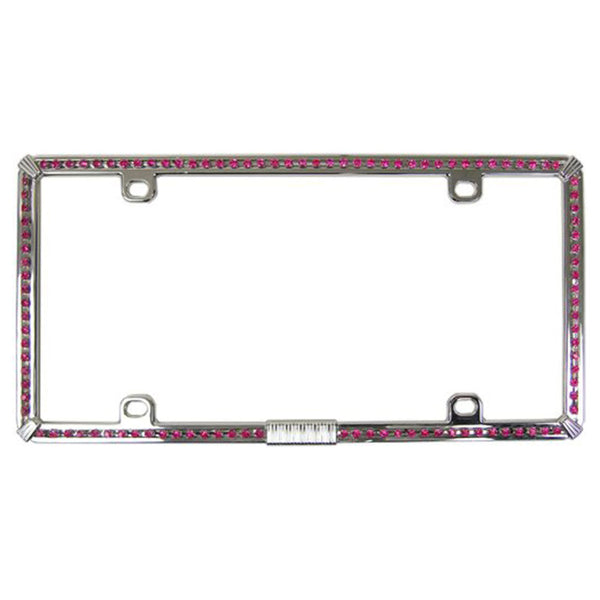 CA Metal License Plate Frame Die Cast Metal Two Mounting Holes on Top Fits 6 by12 inch Pink Bling