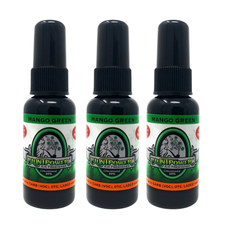 Blunt Power Air Freshener Spray, Oil Based Concentrated Air Freshener and Oil Diffuser, Air Freshener Spray for Car, Room, Bathroom, Odor Eliminator and Room Deodorizer,Mango Green, 1.5 oz, 3 Pack