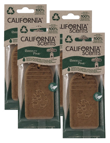 California Scents Breezy Pine Hanging 3D Paper: Natural, Environmentally Friendly Car Freshener with Recycled Materials and Strong Odor Eliminator for Automotive Air Freshening, 4 Packs