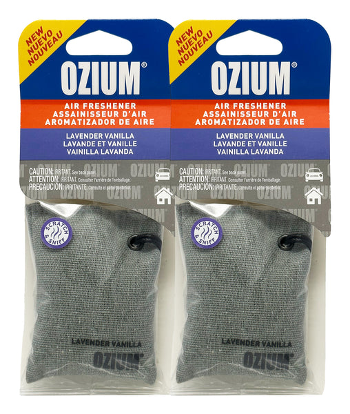 Ozium Scented Sachet Car Air Fresheners and Odor Eliminator for Car, Home Closets, Shoes, and Suitcases, Lavender Vanilla, 2-Packs