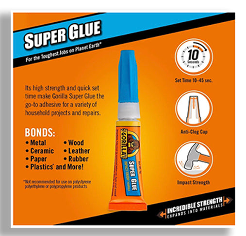 Gorilla Super Glue, 2 Tubes 0.22 oz, Clear, (Pack of 1)