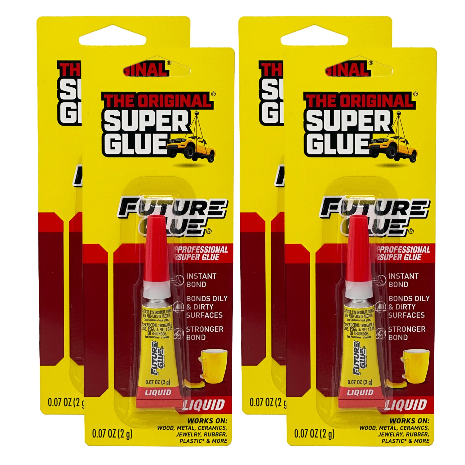 Super Glue: Original Future Glue, 0.07 oz - Heavy Duty, Strong Glue for Plastic, Wood, Rubber, Ceramic Repair, and More, 4 Packs