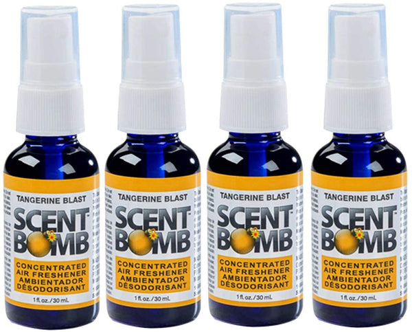 Scent Bomb Air Freshener Spray, 100 % Oil Based Concentrated Air Freshener, Air Freshener Spray for Car, Room, Bathroom and Odor Eliminator, Tangerine Blast, 4 Pack