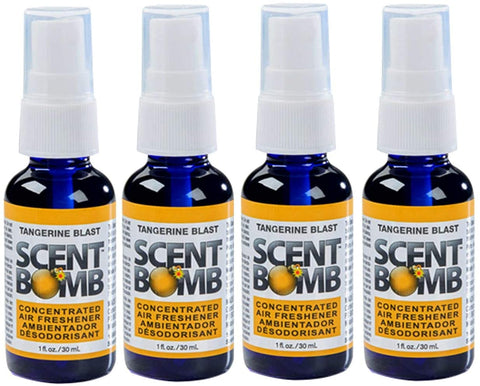 Scent Bomb Air Freshener Spray, 100 % Oil Based Concentrated Air Freshener, Air Freshener Spray for Car, Room, Bathroom and Odor Eliminator, Tangerine Blast, 4 Pack