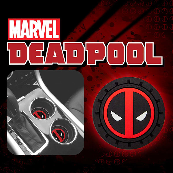 Plasticolor Deadpool Car Coaster, 2x Cupholder Coasters Marvel Comics Deadpool