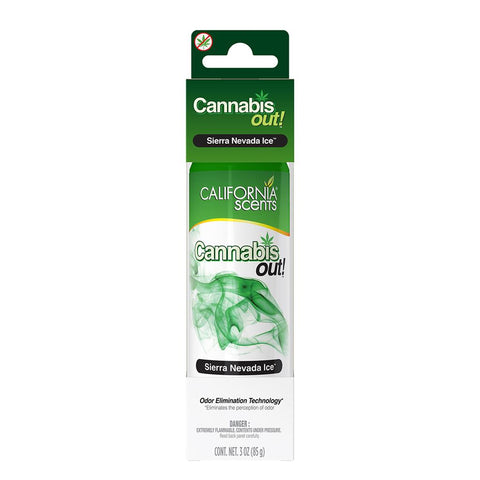 California Scents Car Air Freshener Cannabis Out Spray, Cannabis Odor Eliminator, Sierra Nevada Ice, Pack, 3 Oz
