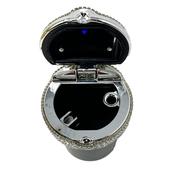 TrexNYC Car Ashtray Exclusive Bling with Blue LED Light and Portable Ashtray Design - Ideal for Car, Home, and Office, 2-Packs