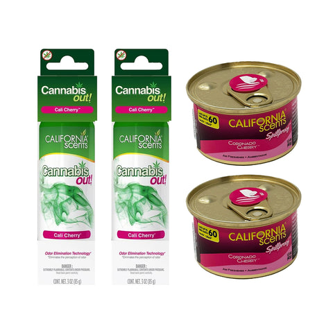 California Scents Spillproof Can, Coronado Cherry, and Cannabis Out Spray, Cali Cherry Combo Kit: Long Lasting Car Air Fresheners with California Scents' Signature Fragrances