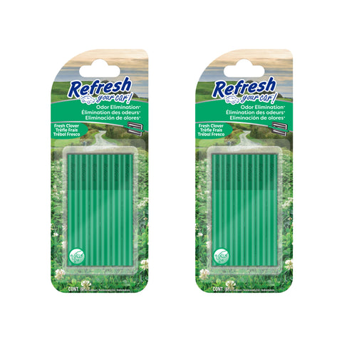 Refresh Your Car! Odor Eliminator and Car Air Freshener Round Vent Sticks 6-count, Fresh Clover, 2 Packs