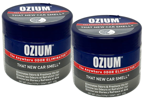 Ozium Air Sanitizer 4.5 oz Gel: Odor Eliminator for Strong Odor, Car Air Freshener, New Car, 2 Packs